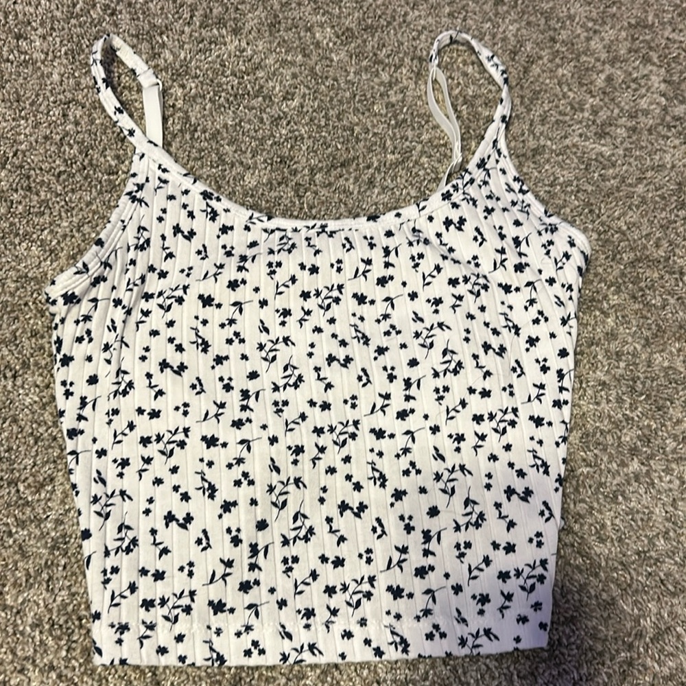 white and navy blue/blackish floral and comfy